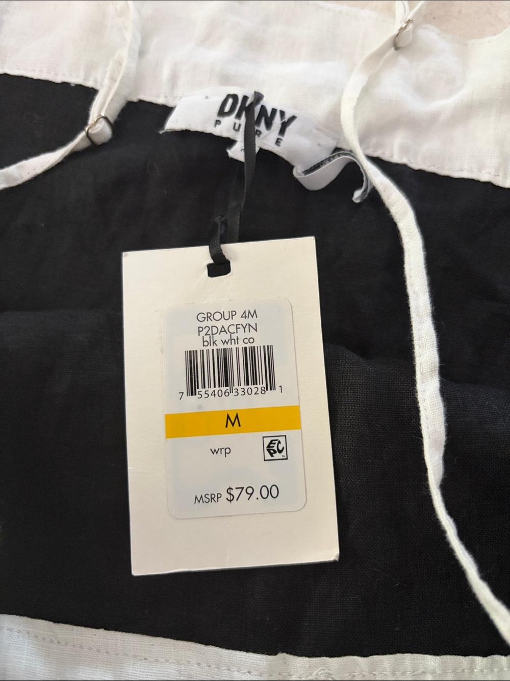 DKNY Black and White Spaghetti Strap Colorblock Camisole - Picture 2 of 5